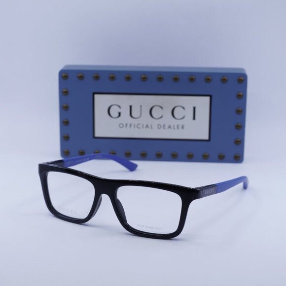 Gucci GG1737O 003 Rectangle Eyeglasses - Black/Blue 54mm - Picture 7 of 11